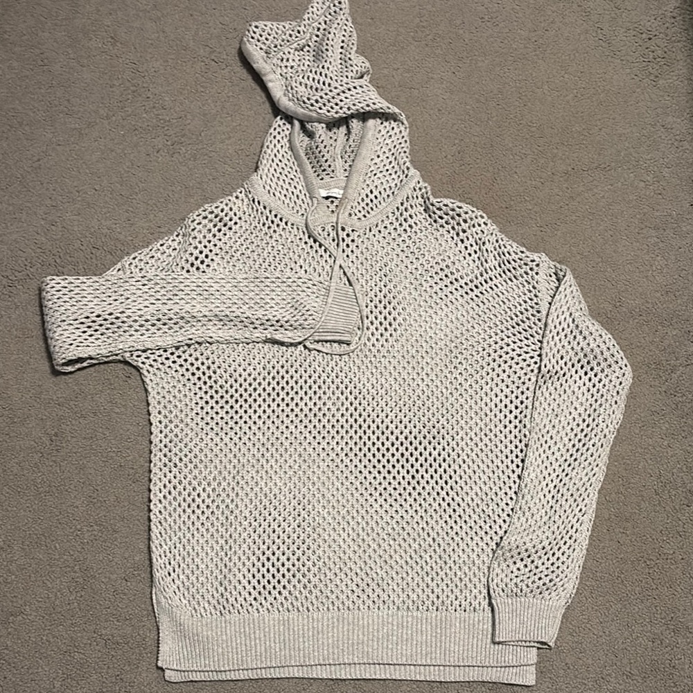 Mesh Knit Hooded Sweater